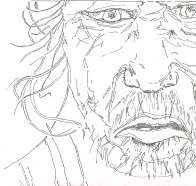 Line drawing: Homeless Man